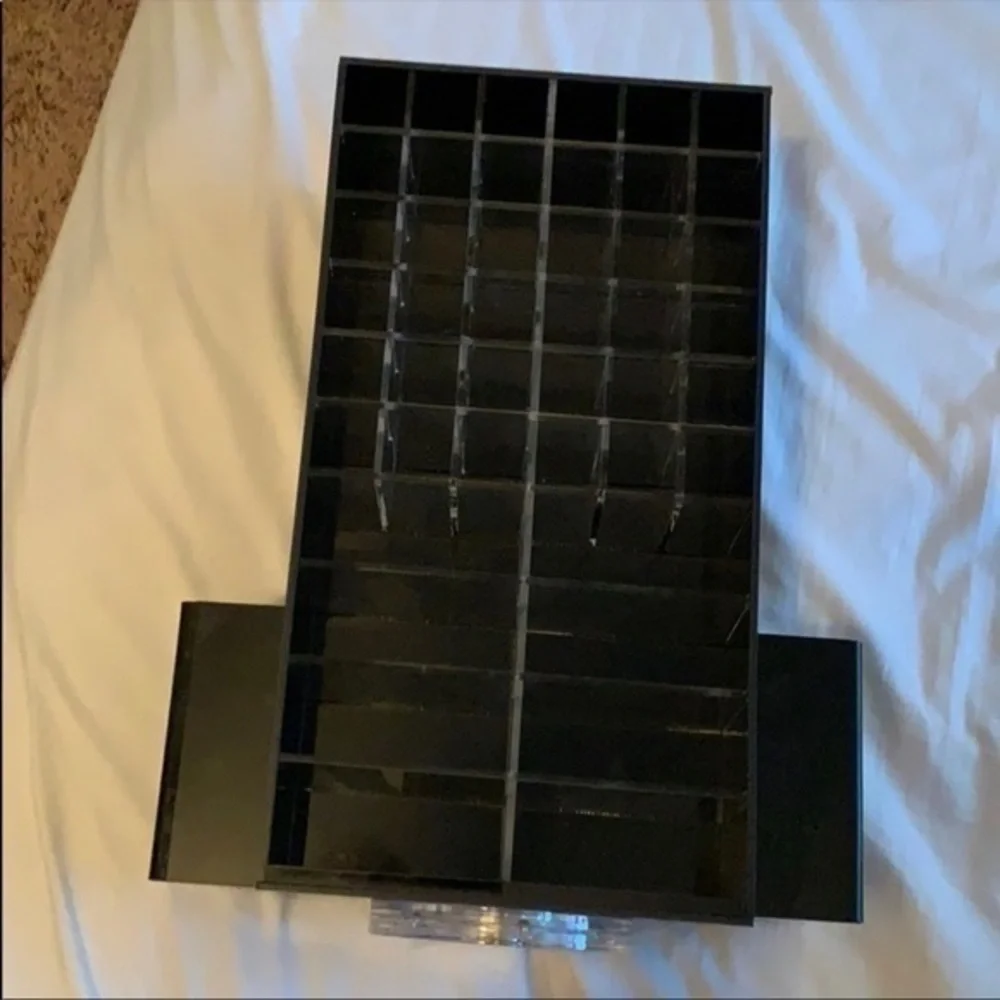 Original Beauty Box Black Acrylic Rotating Makeup Organizer Tower Storage